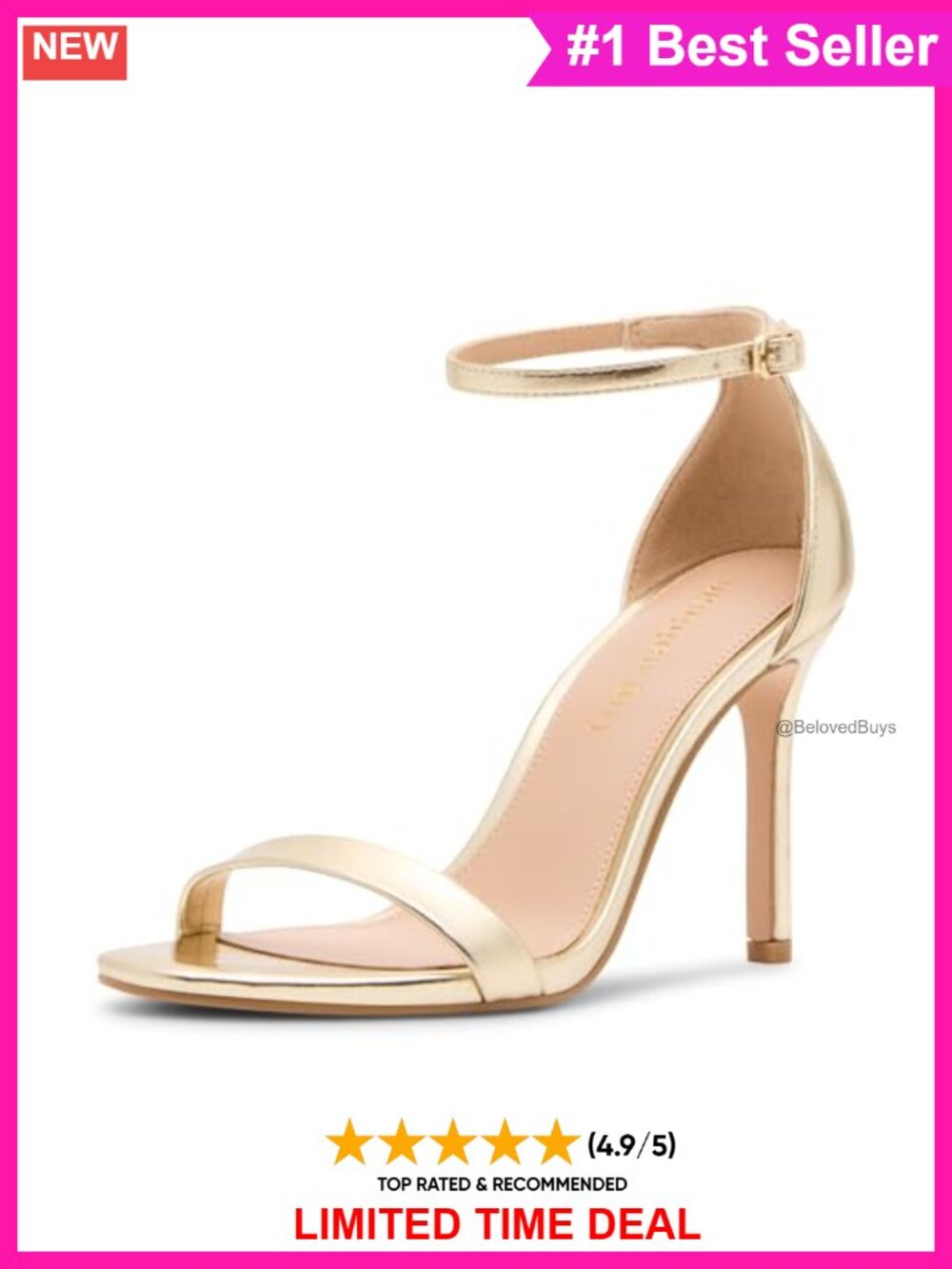 Women's Brazen Stiletto Heeled Sandals Ankle Strap Buckle Closure